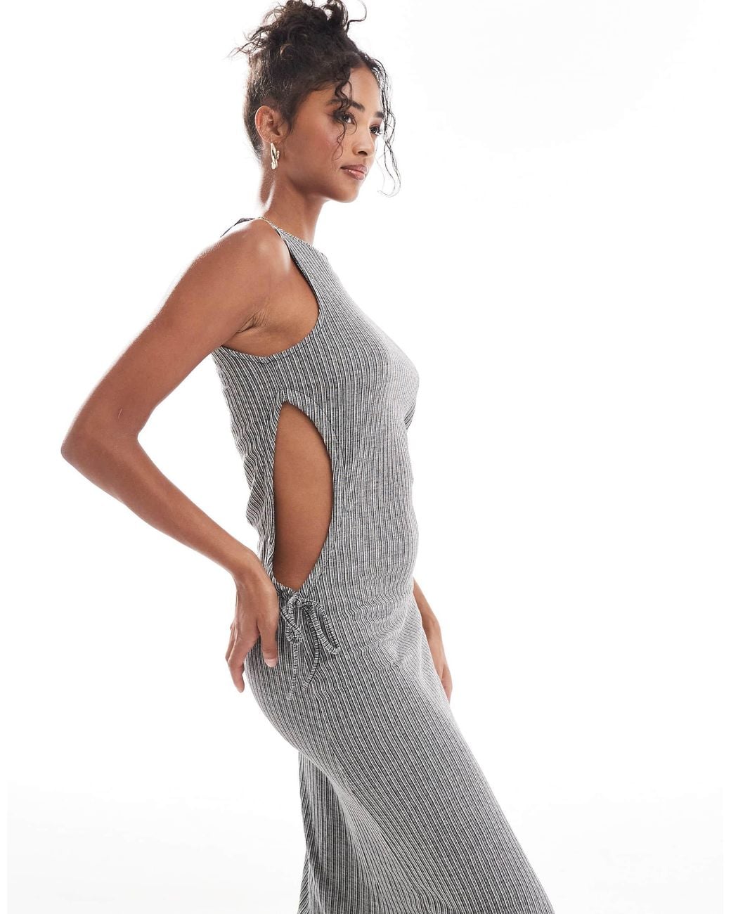 Object White Ribbed Jersey Midi Dress
