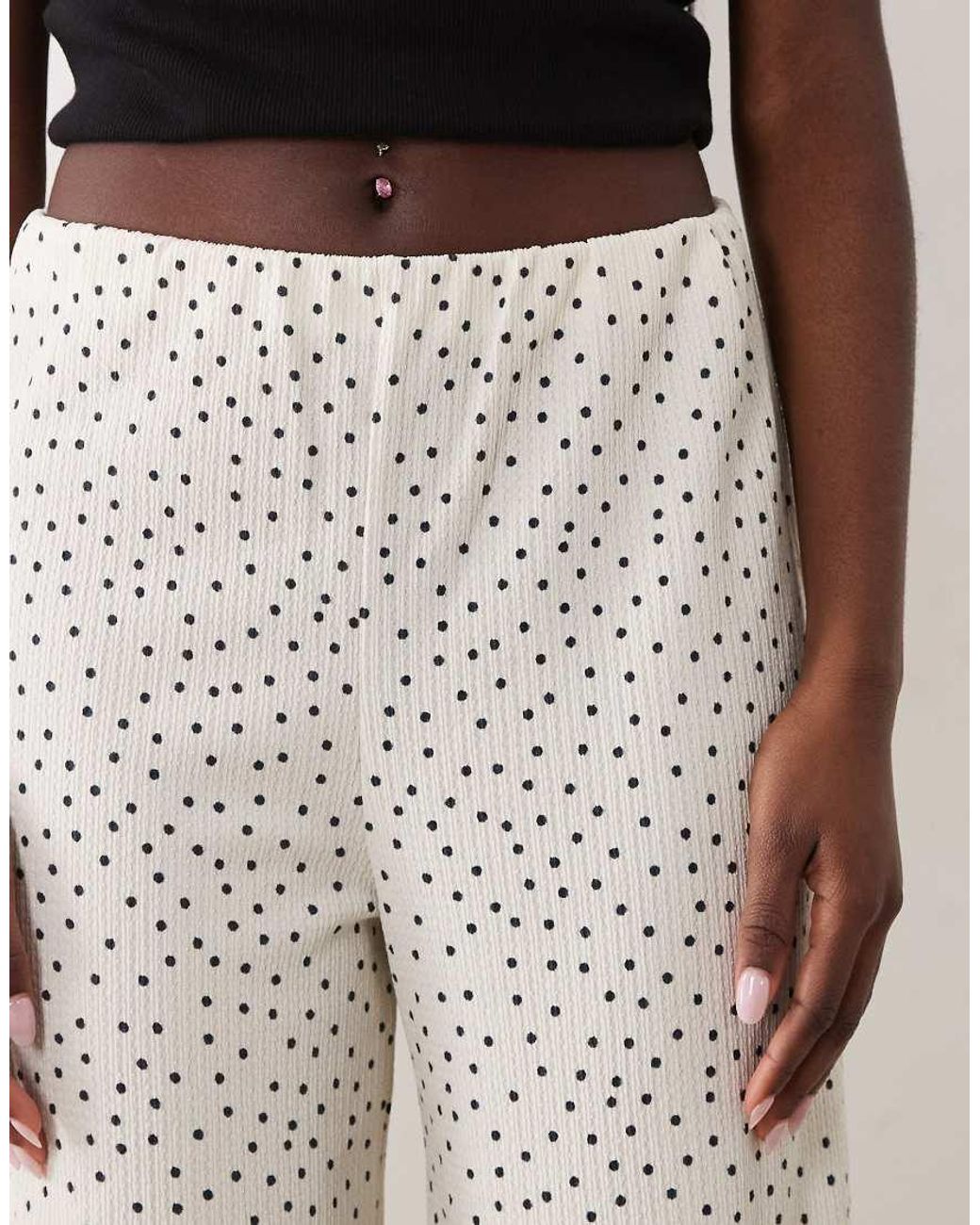 ASOS White Textured Wide Leg Trousers