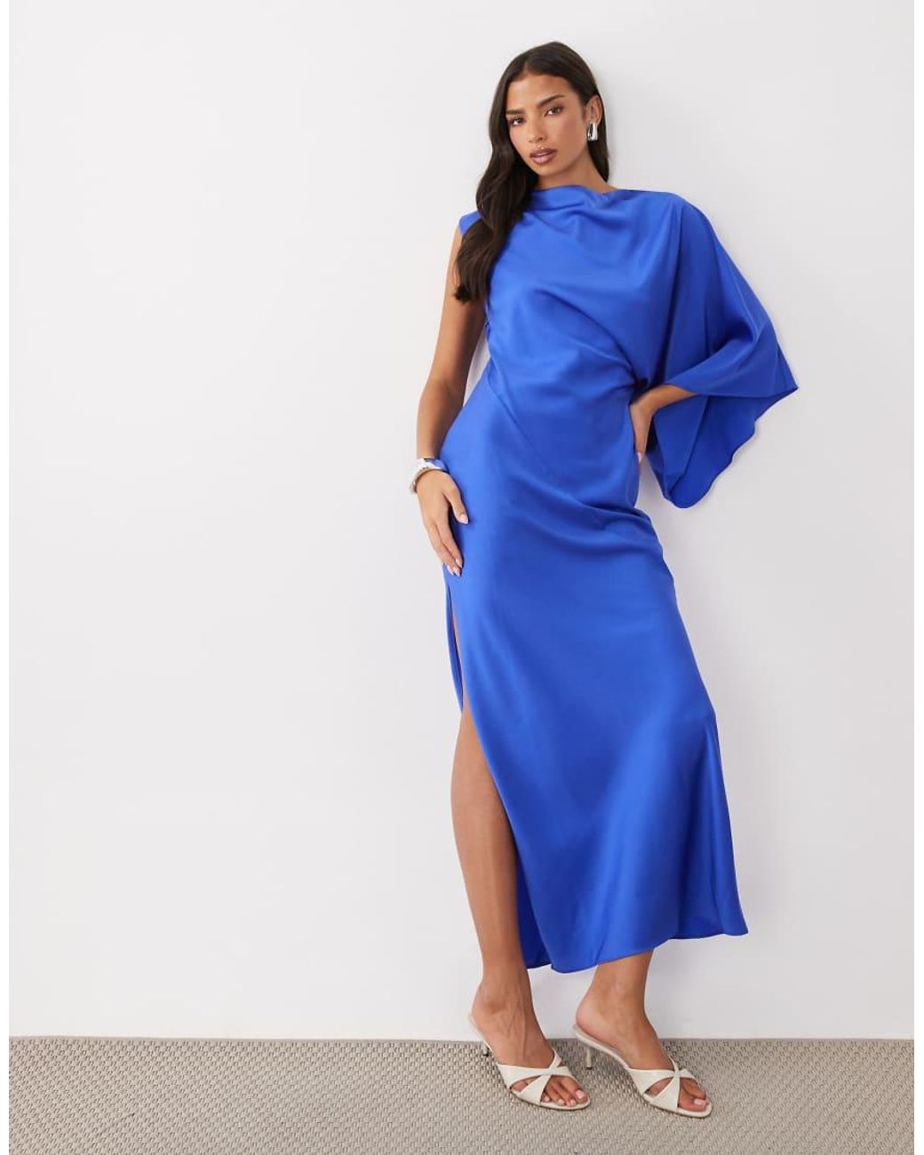 ASOS Blue One Shoulder Maxi With Open Back