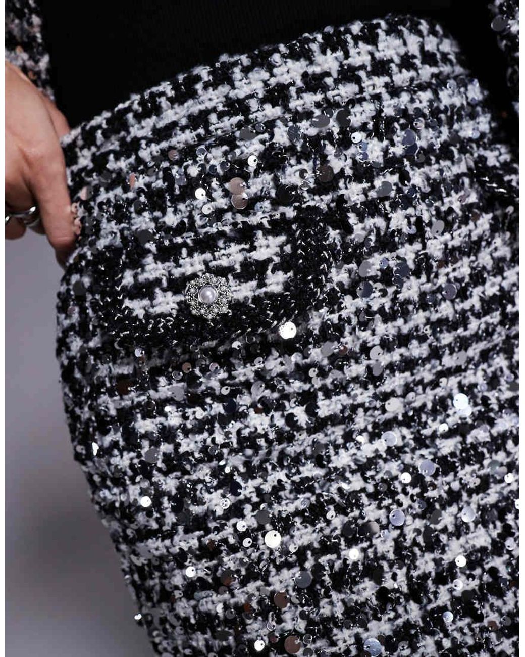 River Island Gray Tailored Sparkle Bouclé Mini Skirt