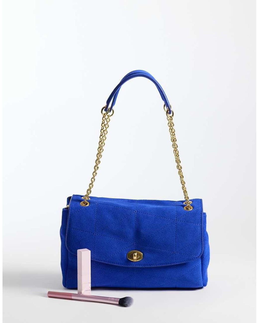 Mango Blue 100% Leather Shoulder Bag