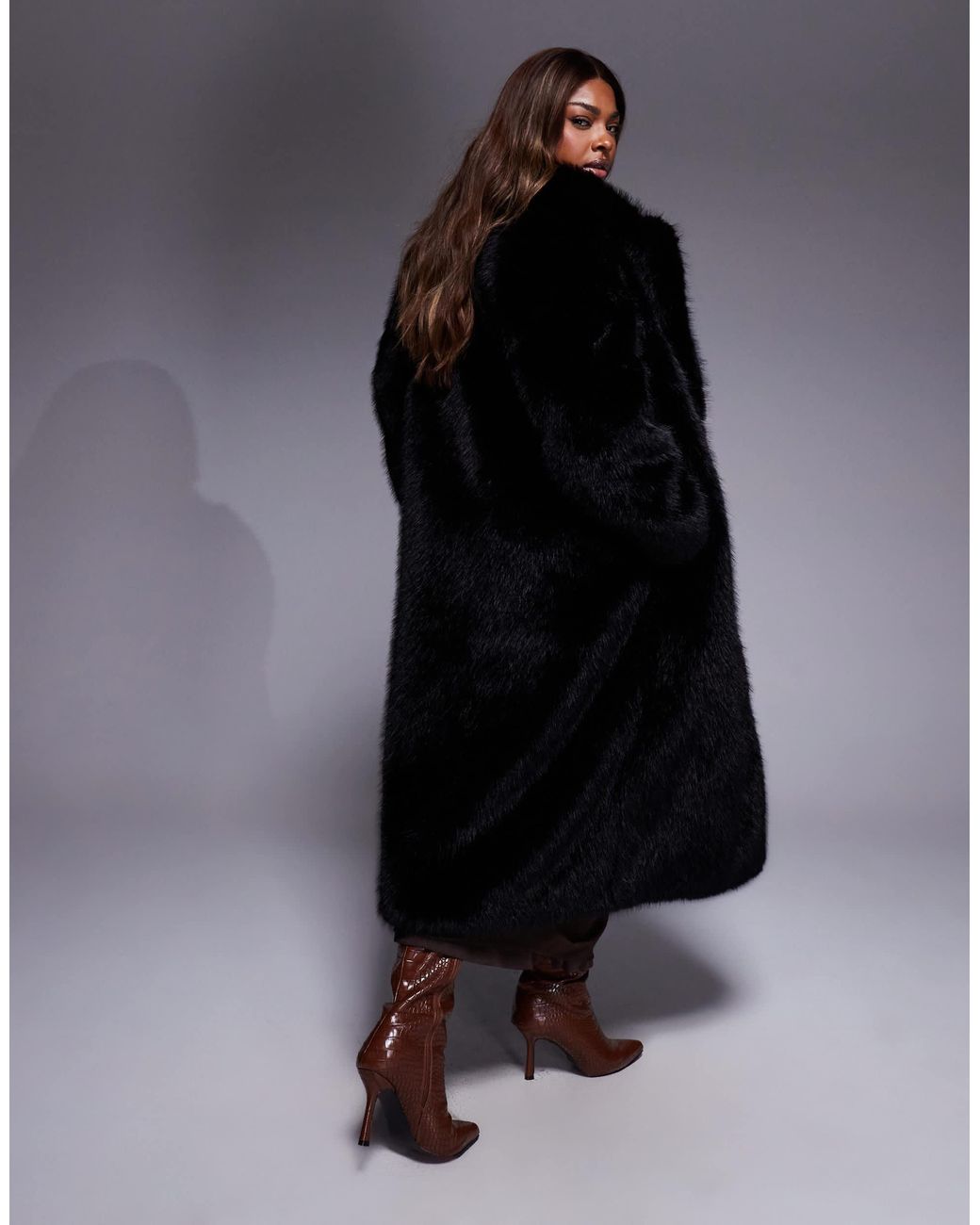 Forever New Black Faux Fur Coat
