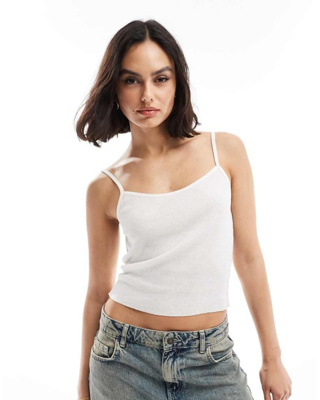 ASOS Raw Edge Vest in White Lyst UK