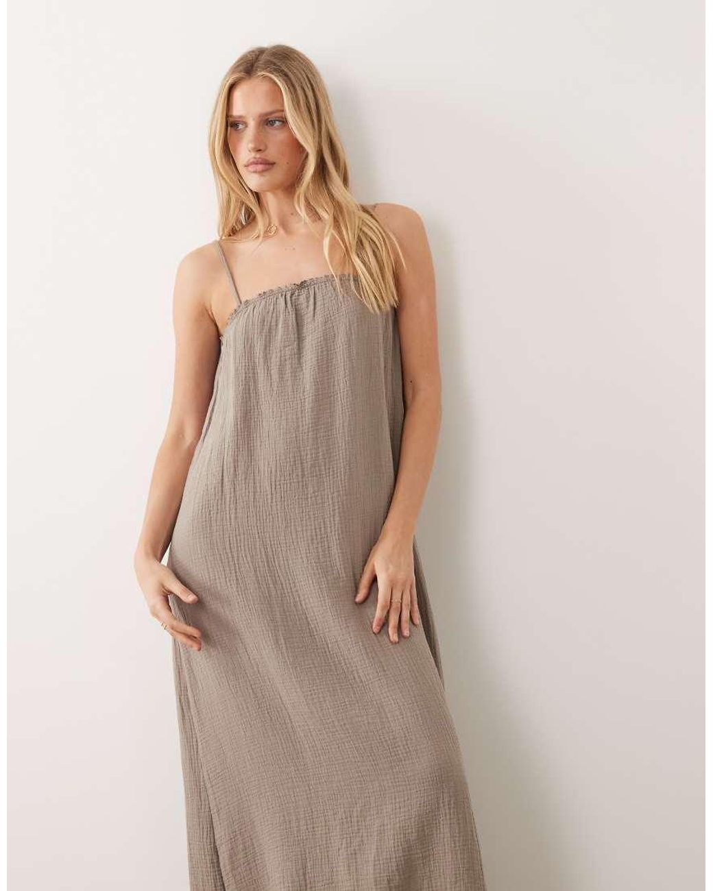 Jdy Natural Cheesecloth Sleeveless Maxi Dress
