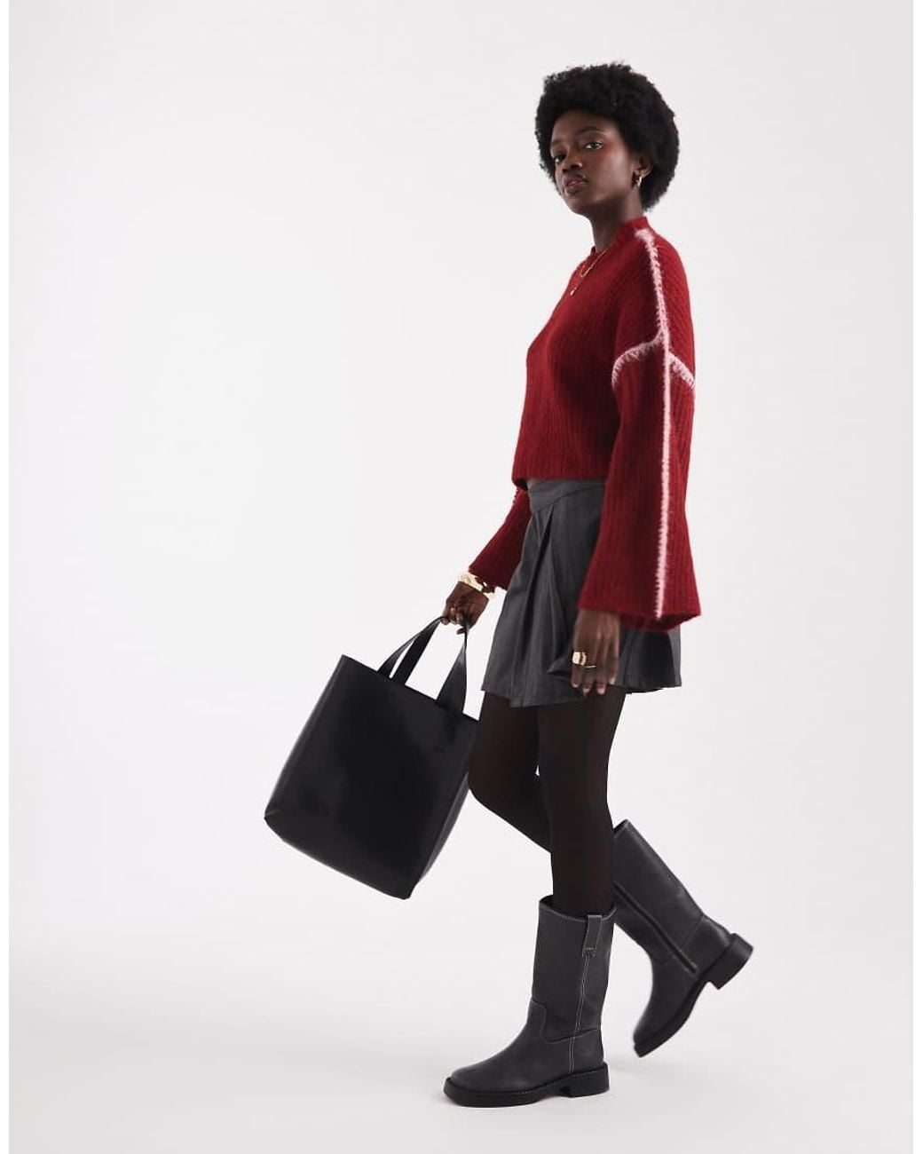 Native Youth Red Seam Detail Cropped Jumper