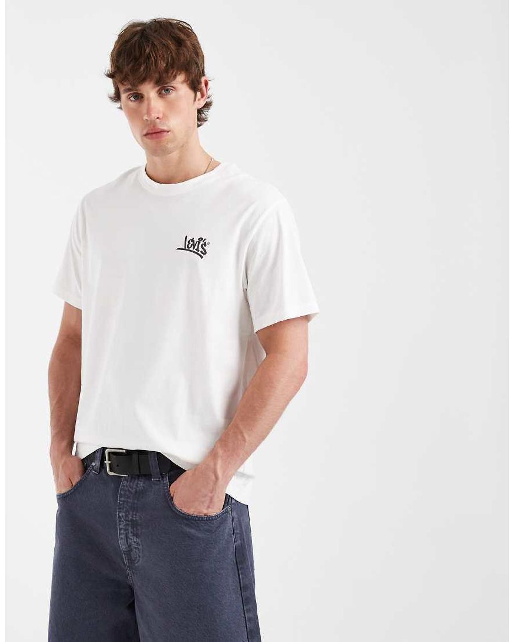 Levi's White Relaxed Back Graphic Print T-Shirt for men