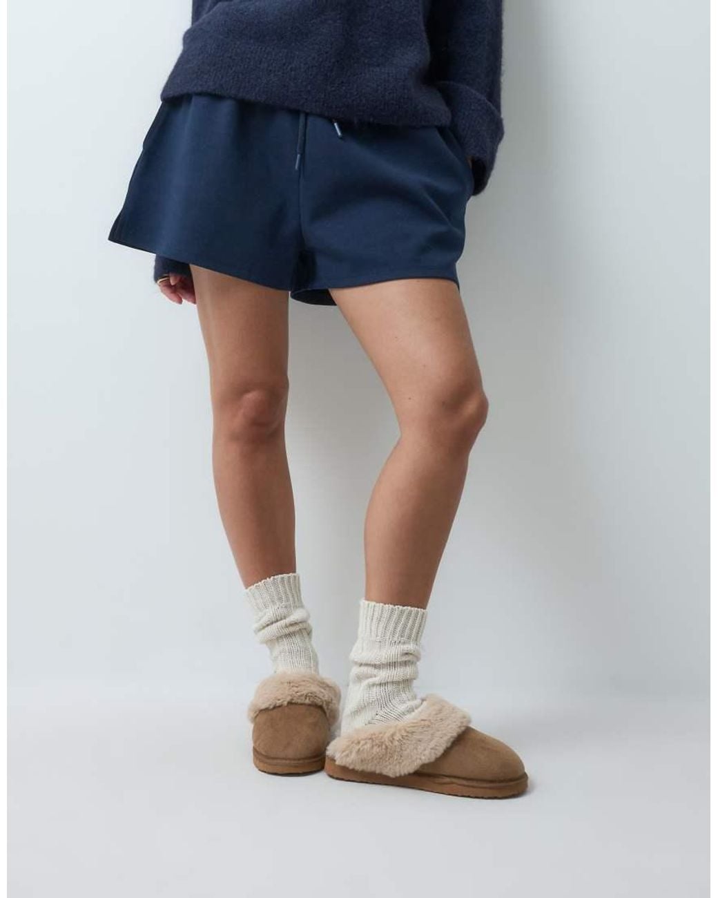 ASOS Blue Zippy Cuffed Closed Toe Slipper