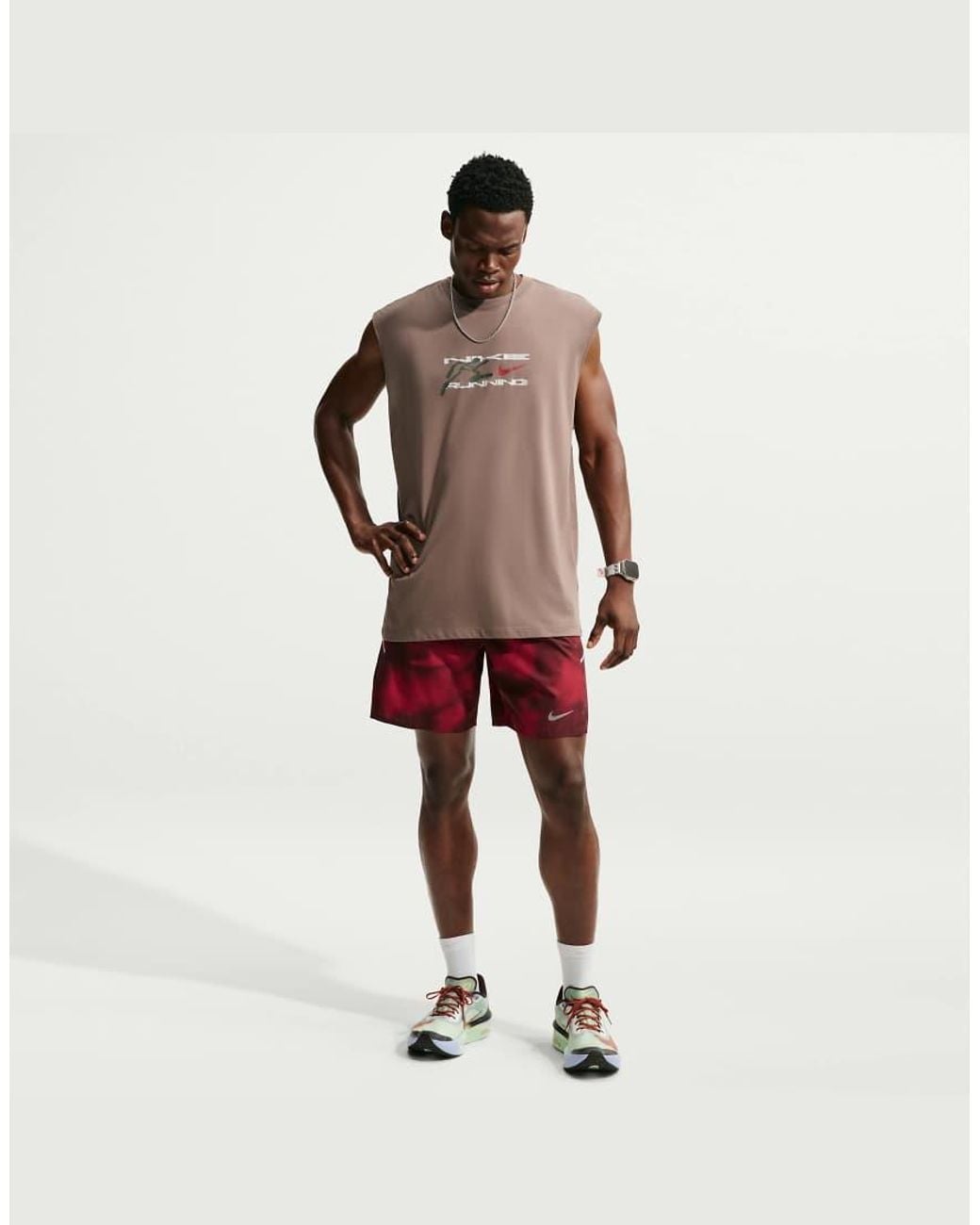 Nike White Men's Miler Dri-fit 7-inch Brief-lined Printed Shorts for men