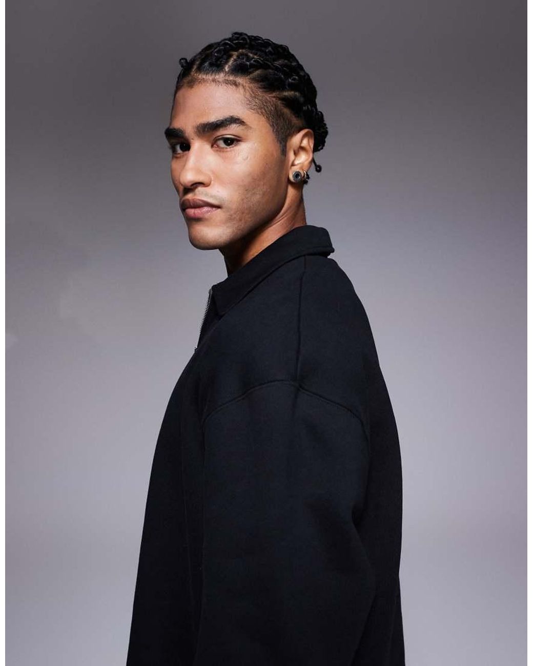 ASOS Blue Premium Heavyweight Co-ord Oversized Collared Quarter Zip Sweatshirt for men