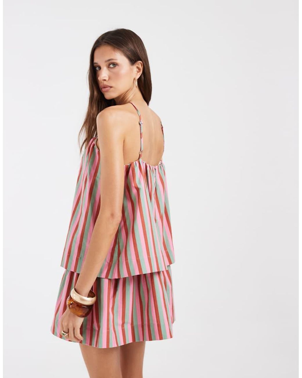 ASOS White Linen Blend Double Layer Halter Sundress