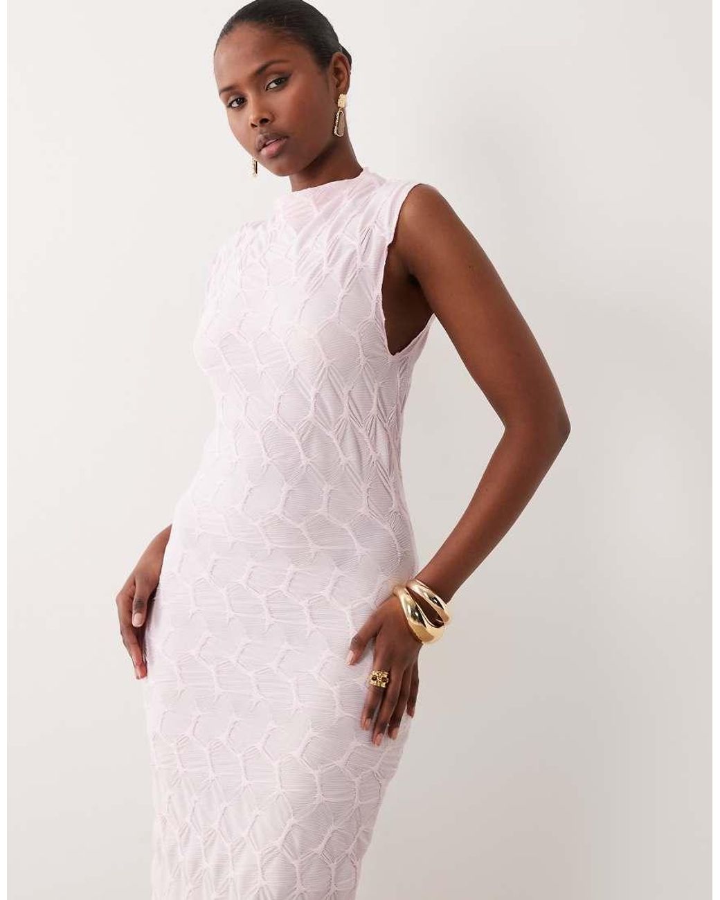 Vila Pink Textured Jersey Maxi Dress