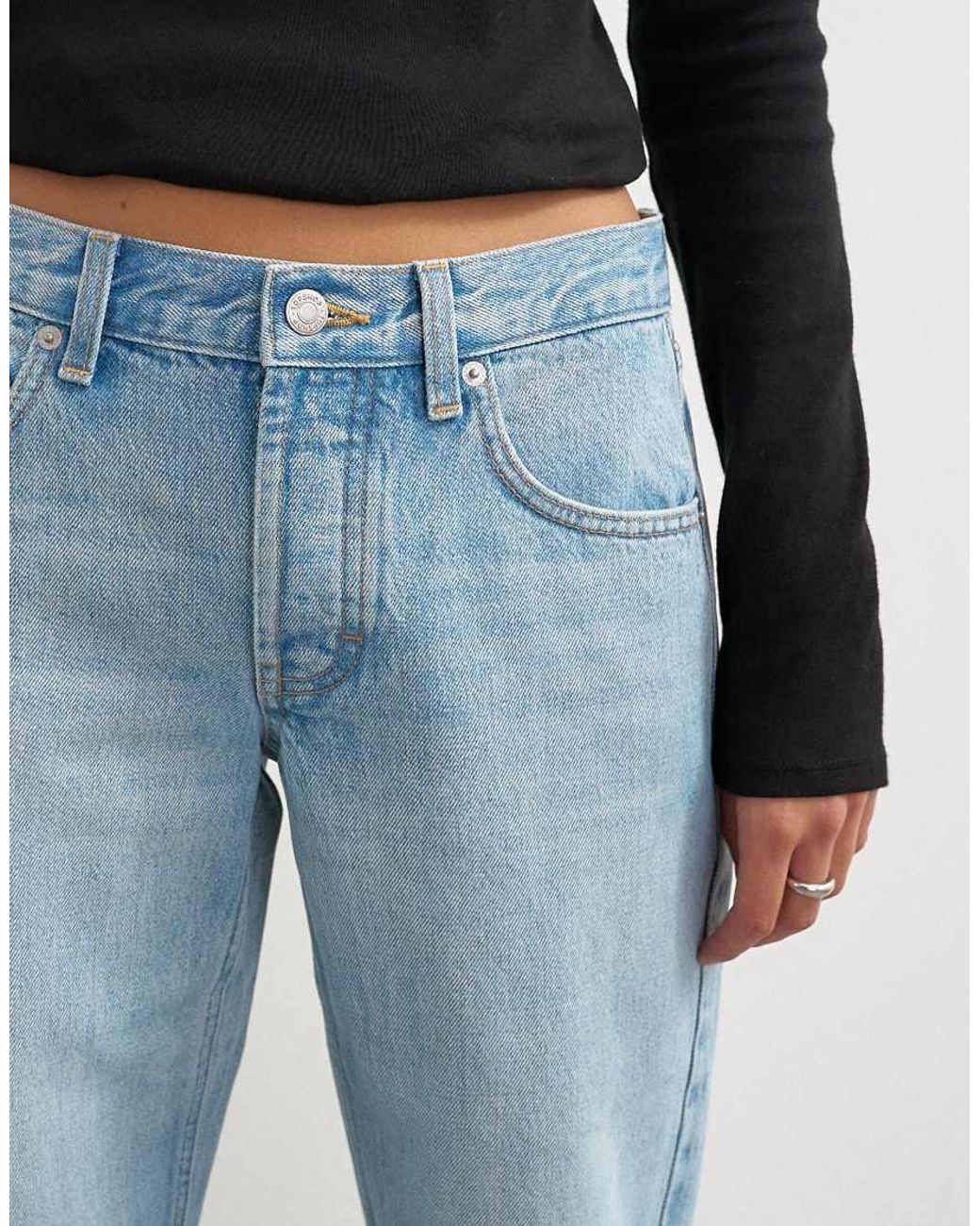 TOPSHOP Gray Ember Low Rise Relaxed Straight Leg Jean