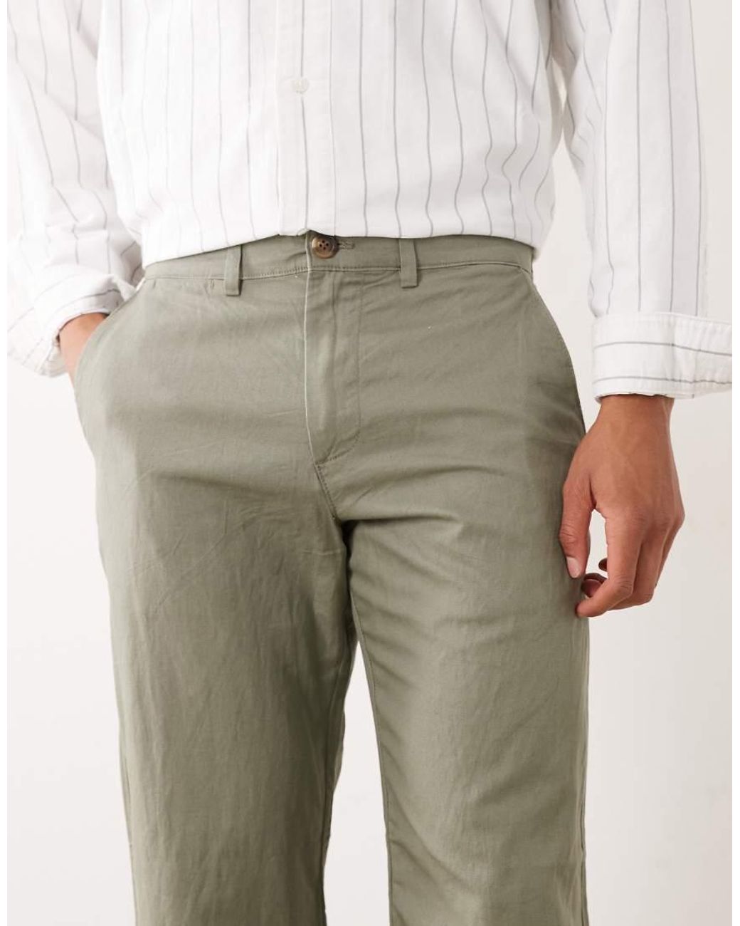 SELECTED Natural Straight Linen Blend Trousers for men
