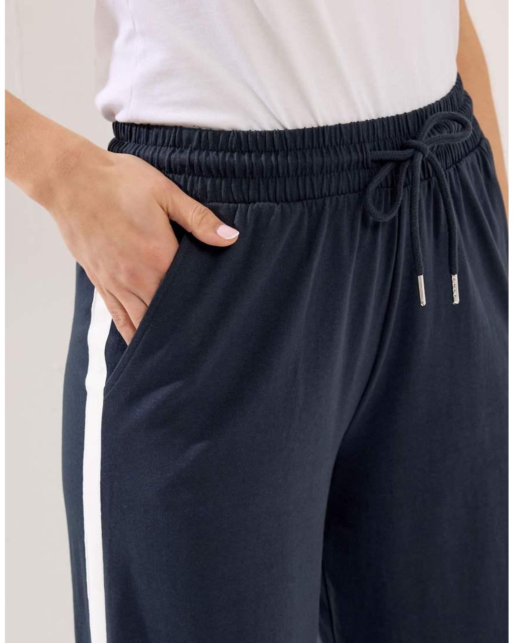 Long Tall Sally Blue Pipe Detail Wide Leg Joggers