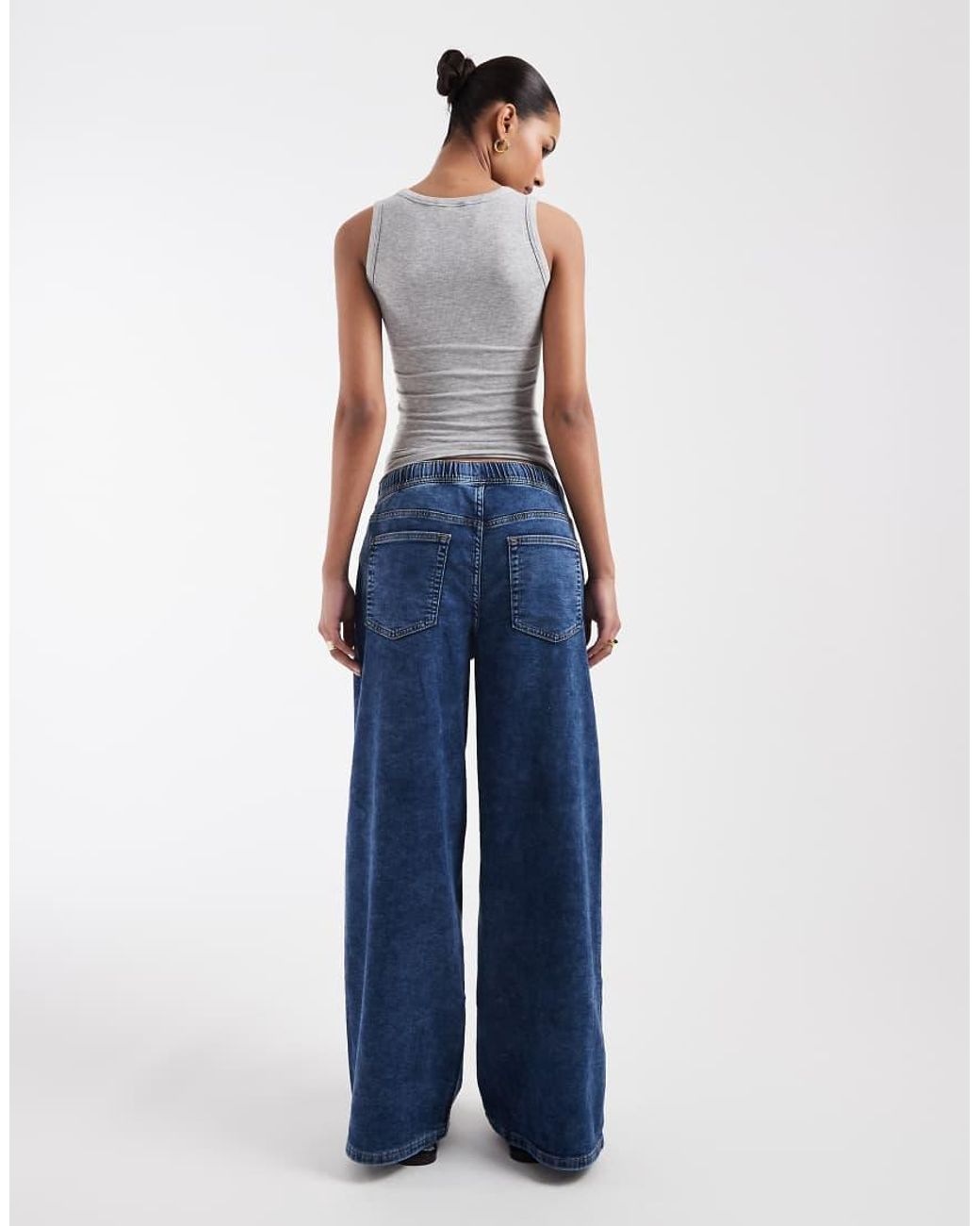 Gap Blue Tie Waist Drawstring Wide Leg Jeans