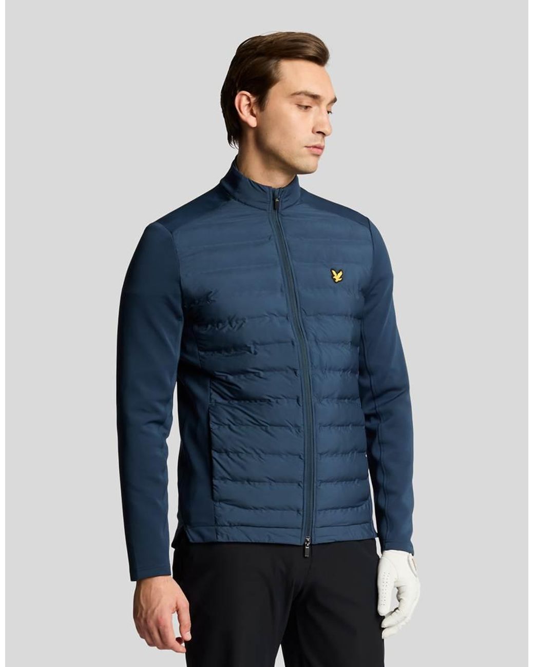 Lyle & Scott Blue Light Jackets Hybrid Quilted Full Zip Golf Jacket for men