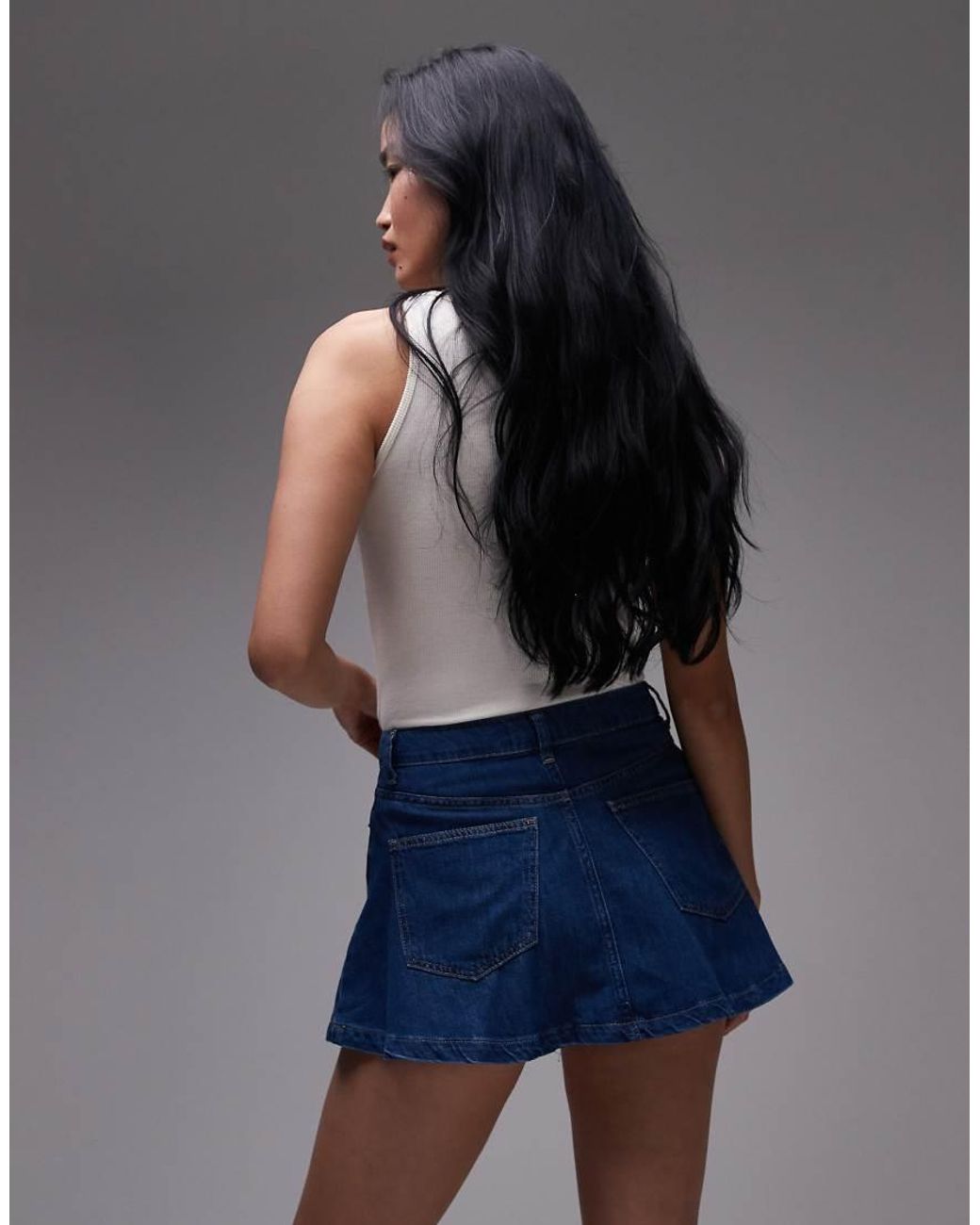 TOPSHOP Blue Denim Full Mini Skirt