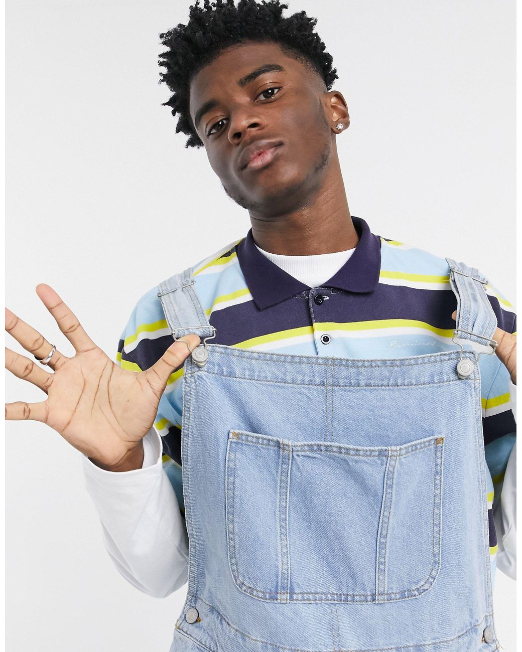 ASOS baggy Denim Dungaree in Blue for 
