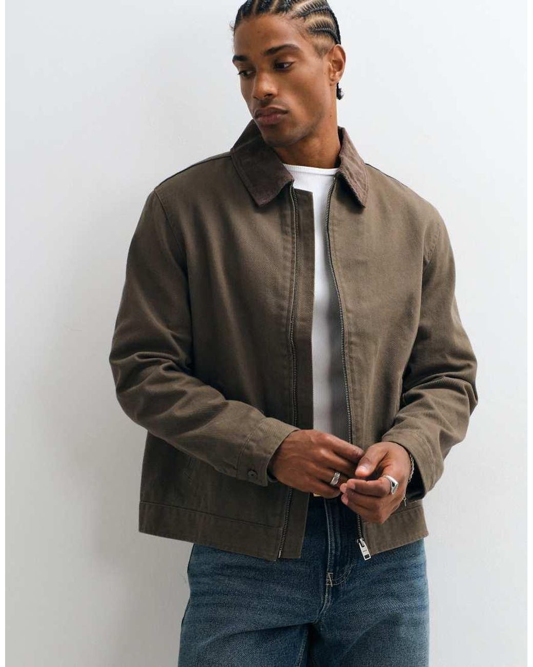 Mango Brown Zip Through Jacket for men