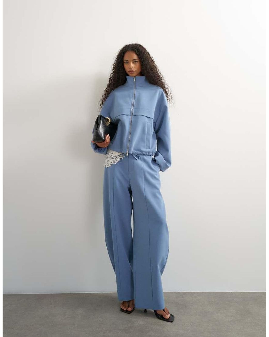 TOPSHOP Blue Co Ord Funnel Neck Jacket