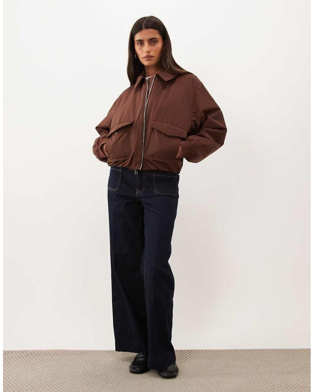 Nobody's Child Brown Collared Zip Down Bomber Jacket