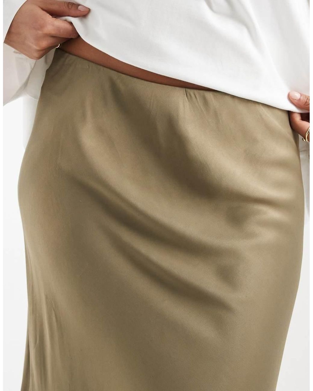 ASOS White Asos Design Curve Satin Bias Maxi Skirt