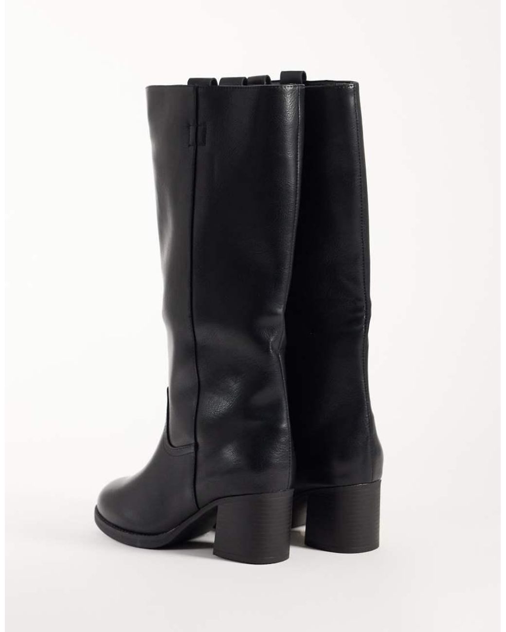 SEQWL Wide Fit Black Byron Pull On Knee Boots