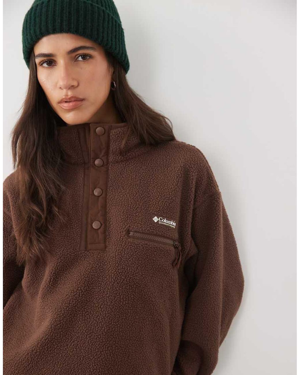 Columbia Brown Helvetia Ii Cropped Half Snap Fleece