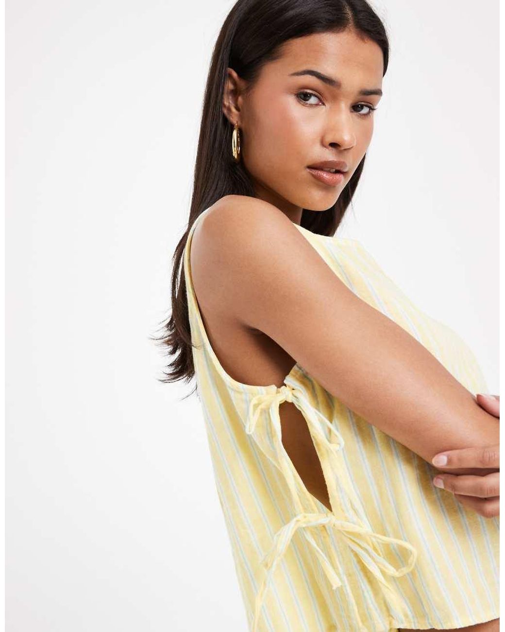ONLY Natural Tie Side Cheesecloth Sleeveless Top Co-ord