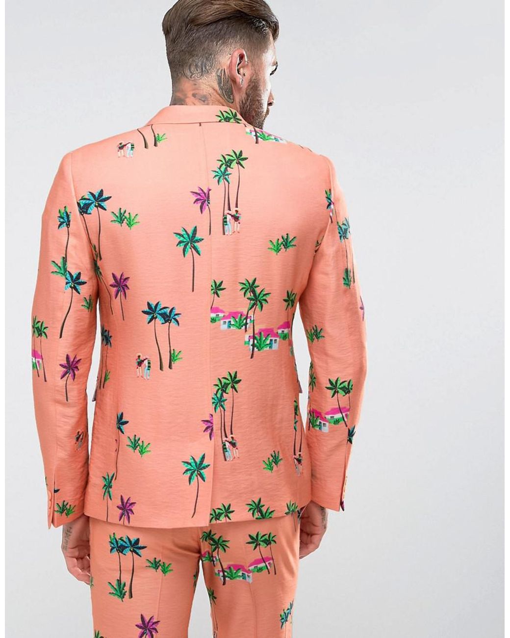 Veste de costume ajustée imprimé tropical ASOS pour homme en coloris Rose |  Lyst