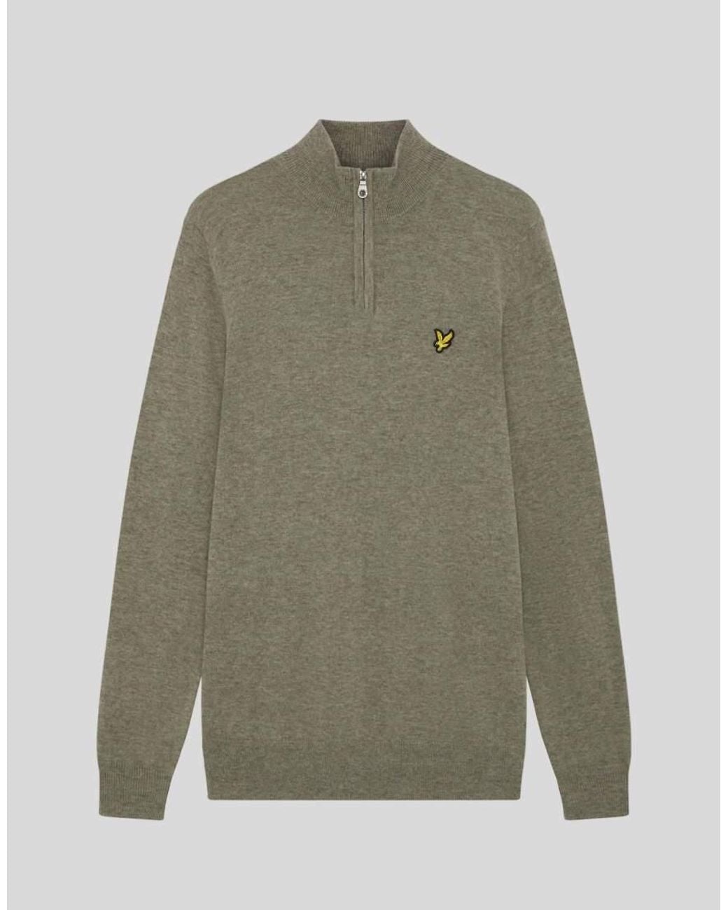 Lyle & Scott Green Mid Knits Lambswool Blend Quarter Zip Jumper for men