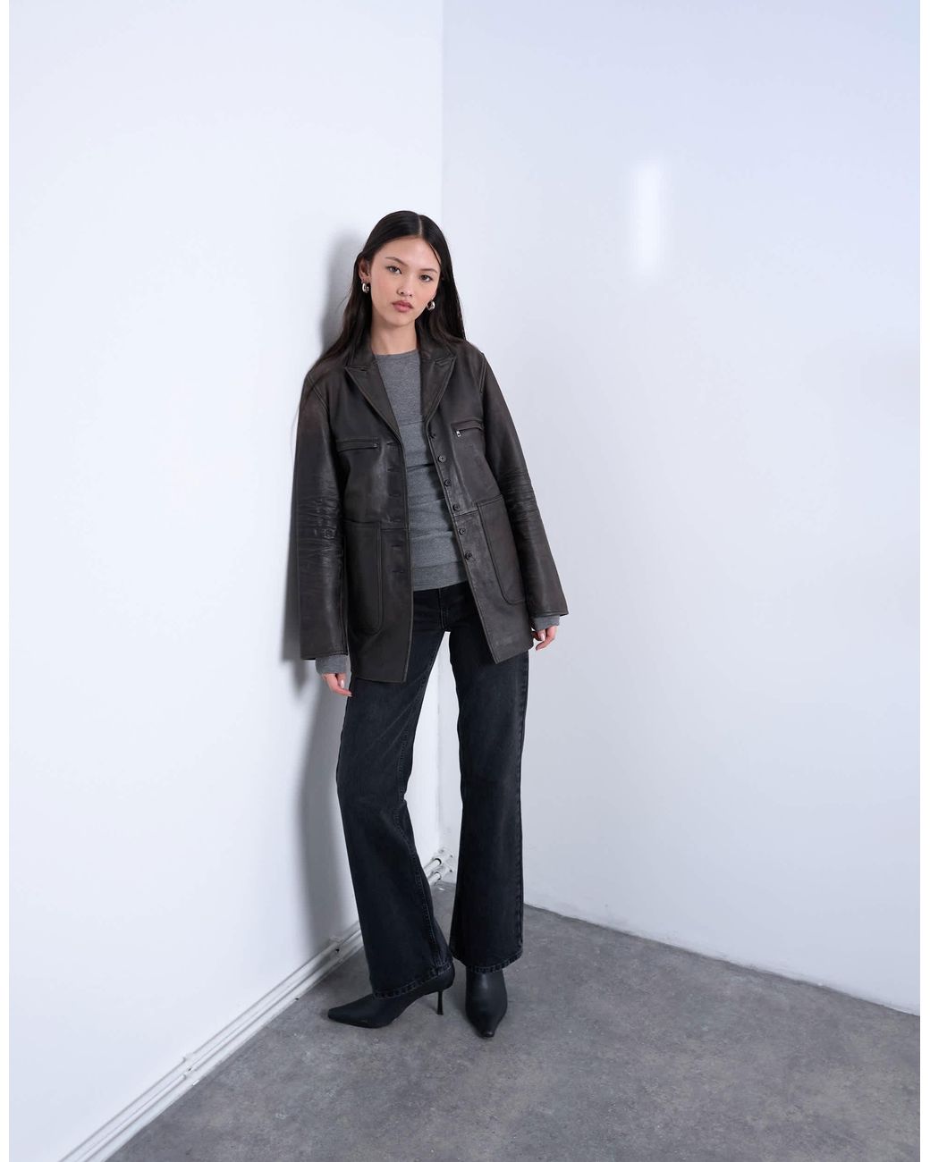 TOPSHOP Black – blazer aus hochwertigem echtem leder