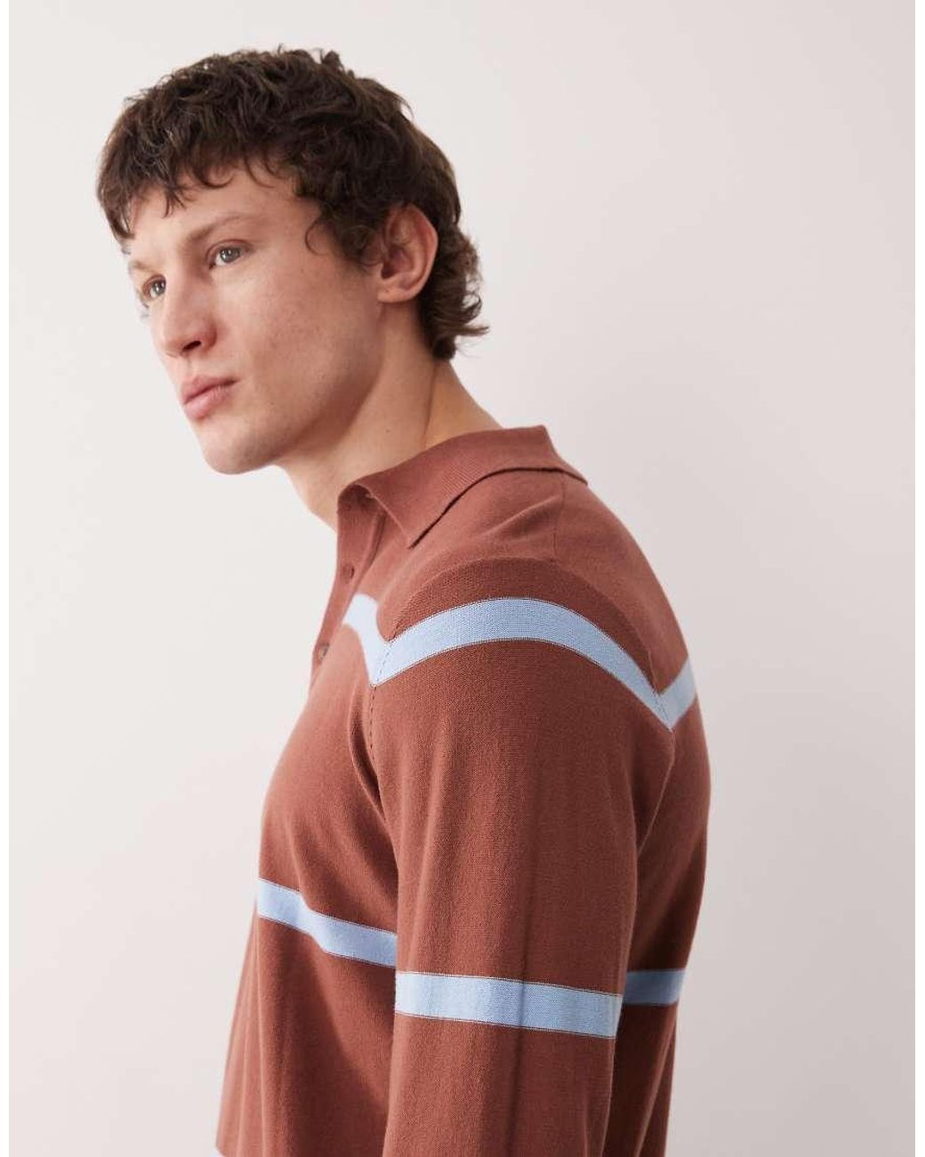 ASOS Red Knitted Long Sleeve Polo for men