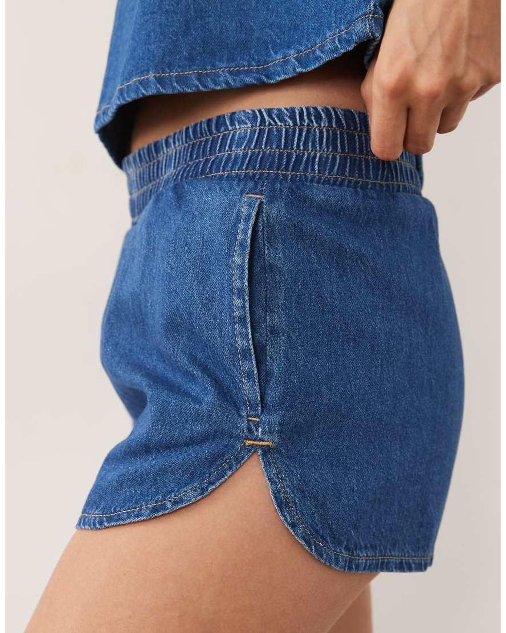 ASOS Blue Pull On Denim Runner Short