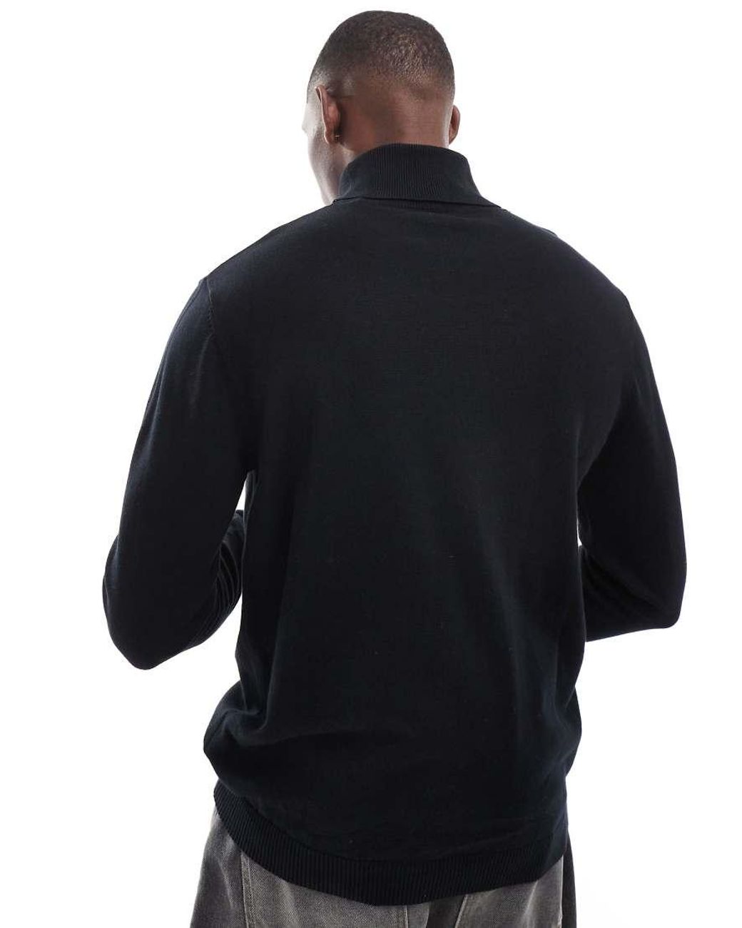Jack & Jones Blue Knitted Roll Neck Jumper for men