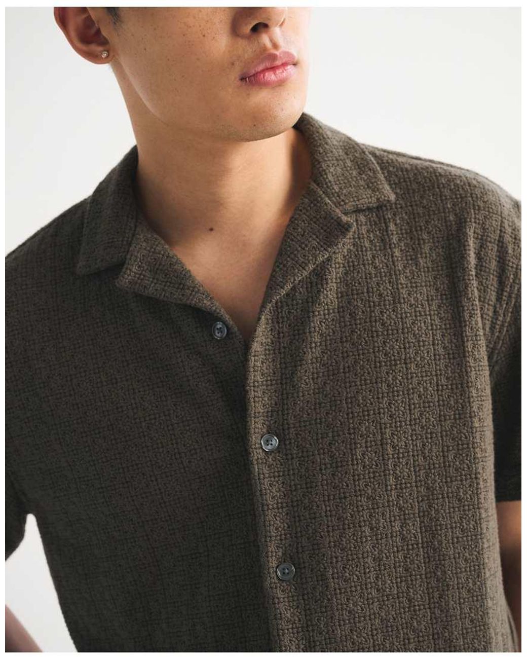 Abercrombie & Fitch Brown Boxy Button-Up Lace Shirt for men