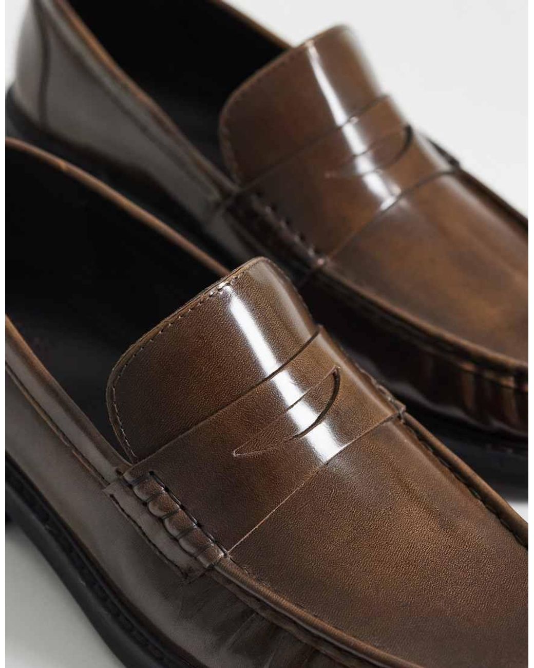 ASOS White Penny Loafers With Ruched Apron for men