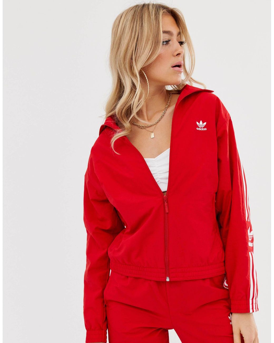 adidas Originals Locked Up Logo Track Jacket in Red | Lyst