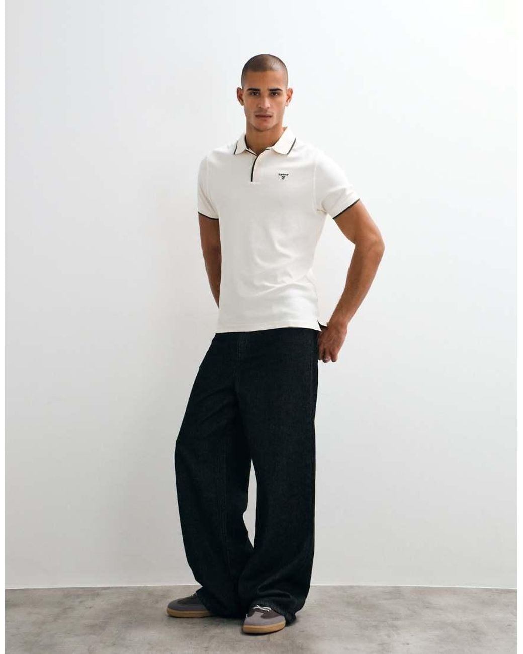 Barbour White Callock Short Sleeve Tailored Logo Polo Shirt for men