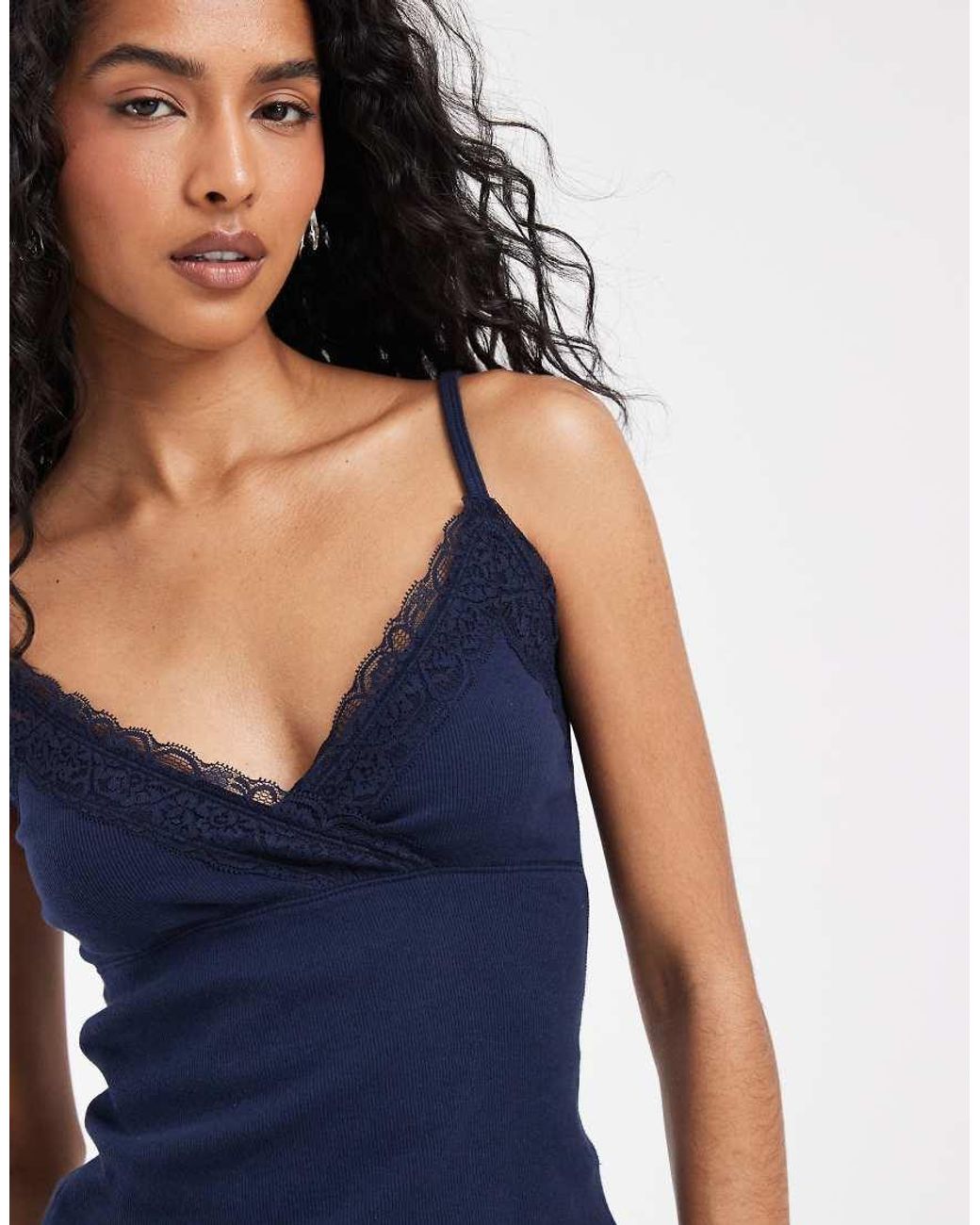 Hollister Blue Wrap Front Lace Cami