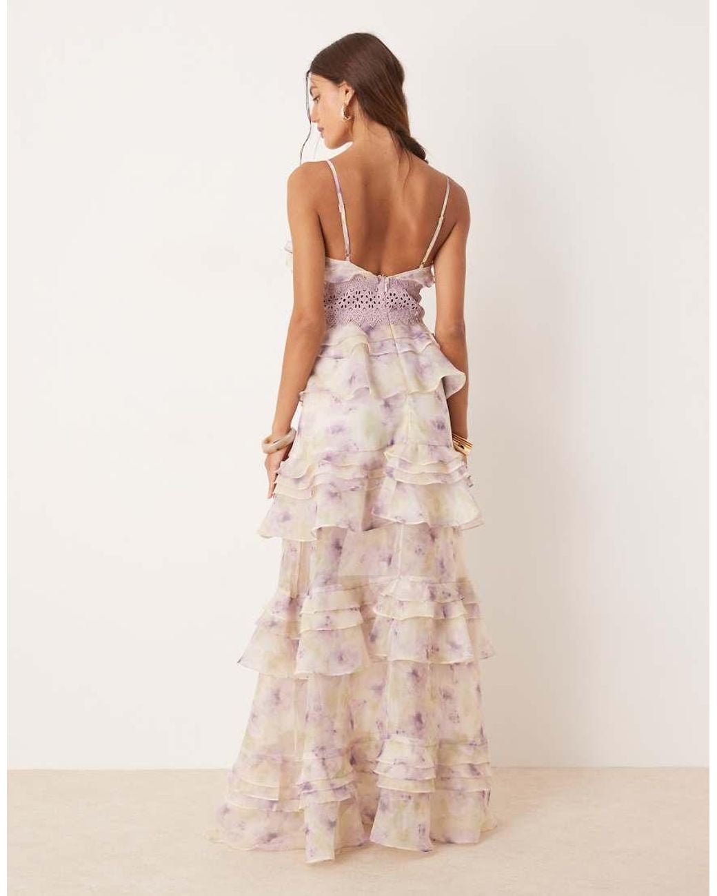 True Decadence Pink Tiered Ruffle Maxi Dress With Spaghetti Strap