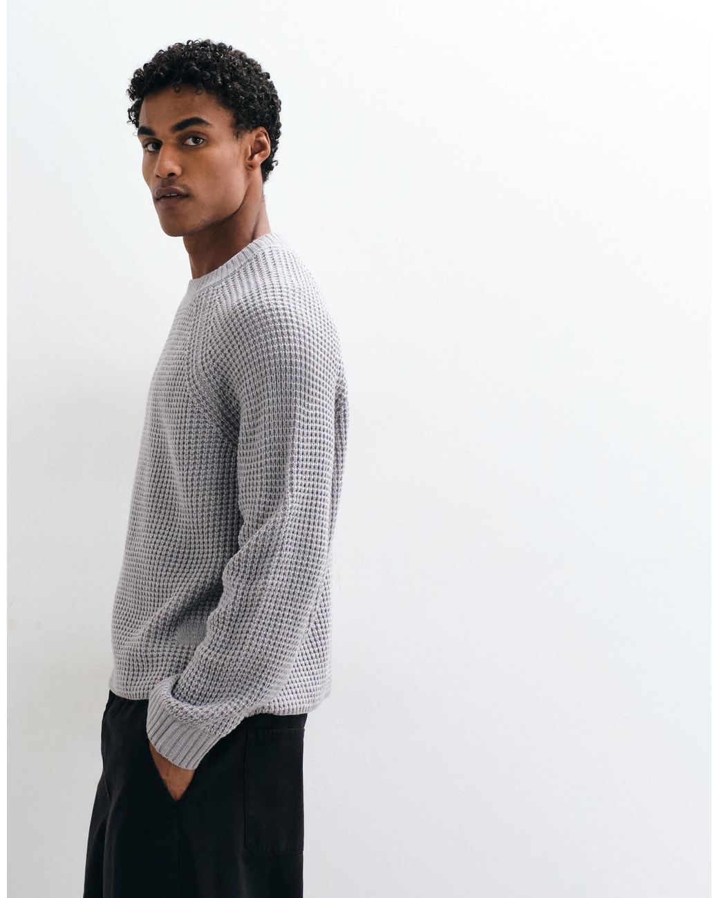 Collusion Gestrickter kastiger pullover in Gray für Herren