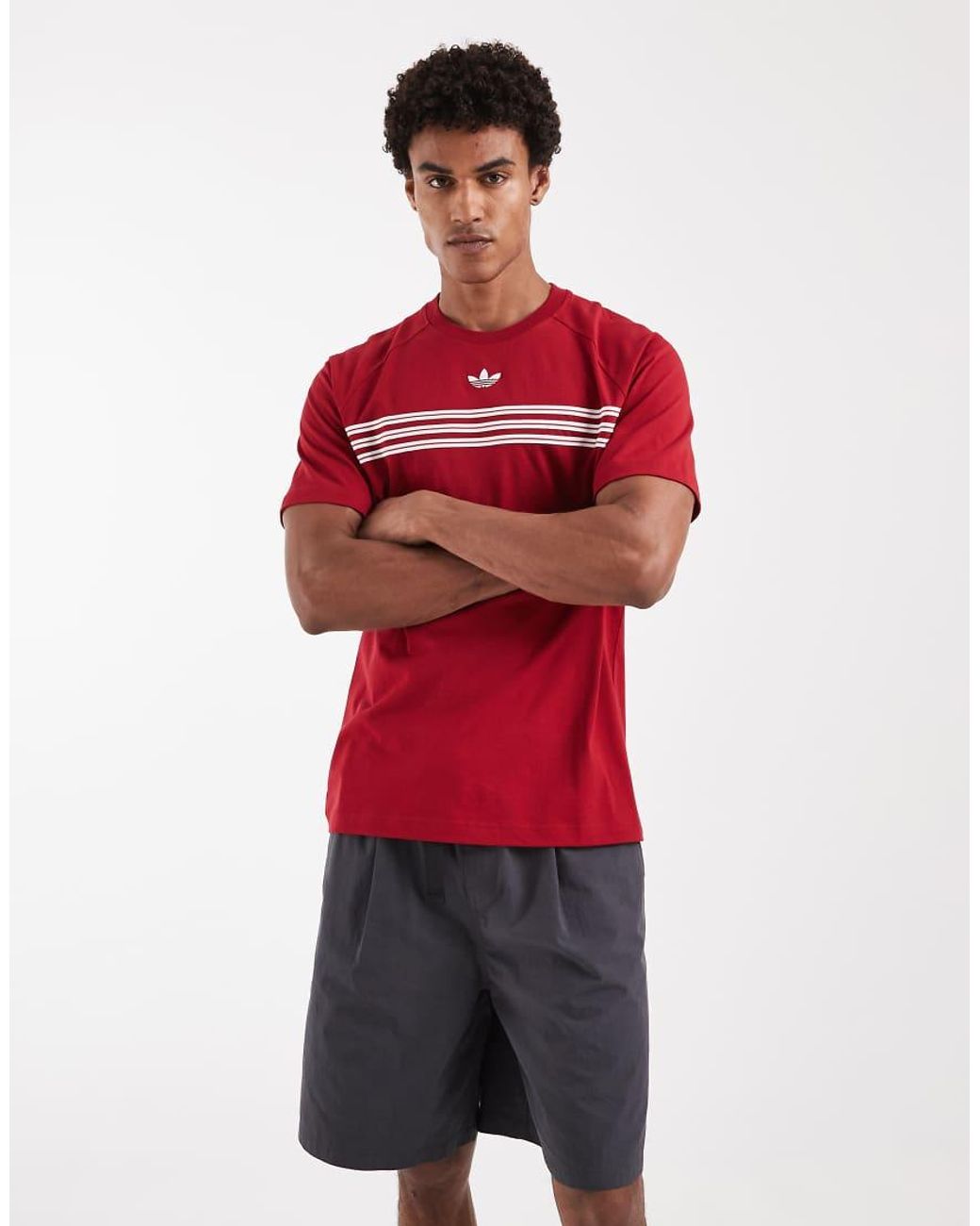 Adidas Originals Red Chest Stripes T-shirt for men