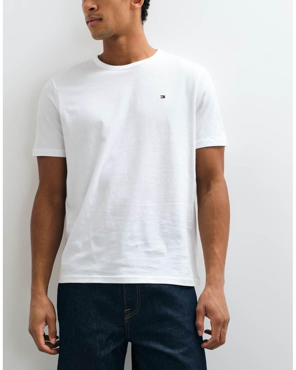 Tommy Hilfiger White Signature Essential Flag Logo 3 Pack T-Shirt for men