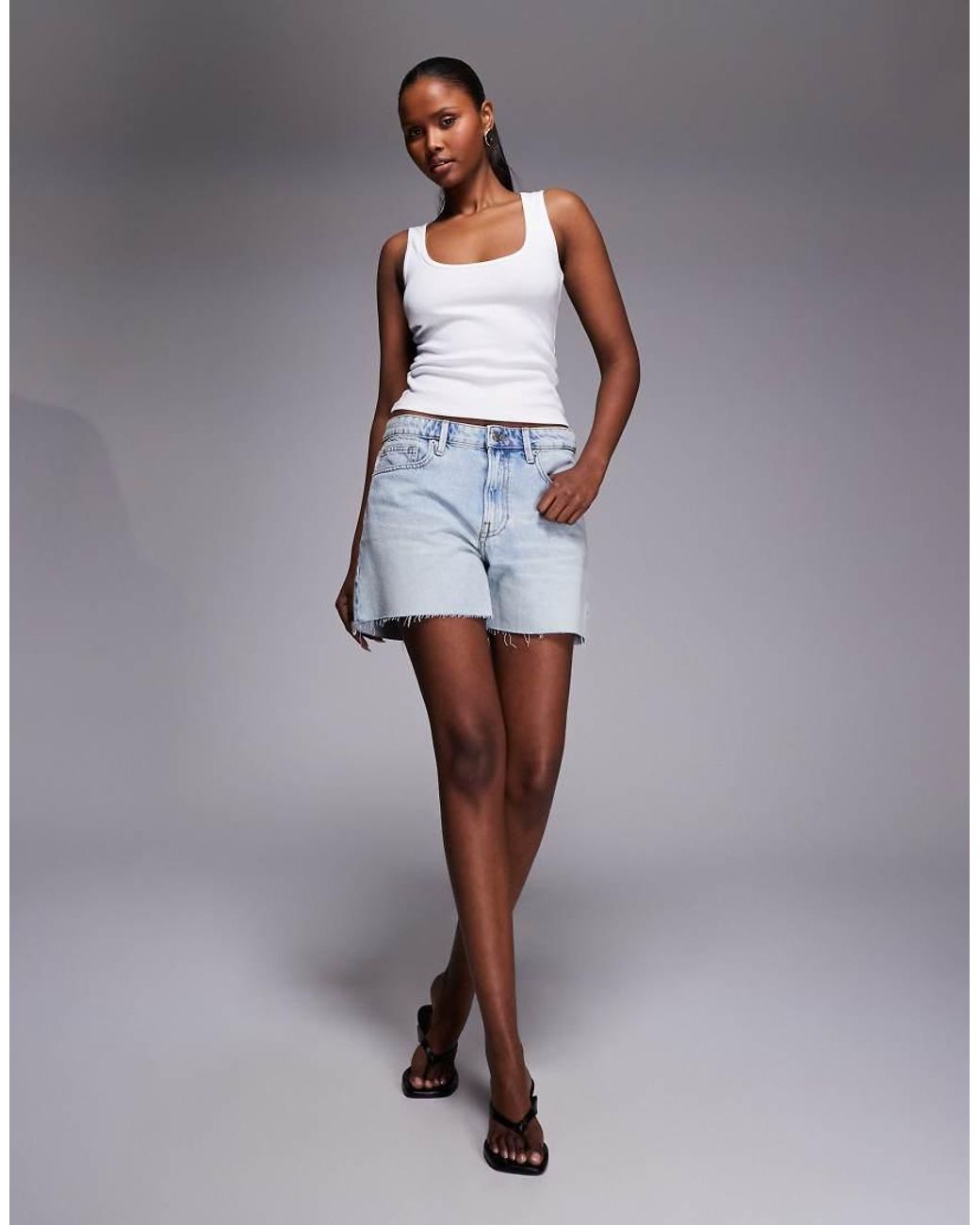 GOOD AMERICAN Gray Micro Rib Tank Top
