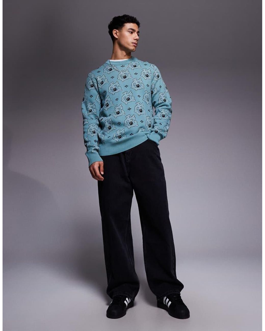 ICECREAM Blue Monogram Knitted Jumper for men