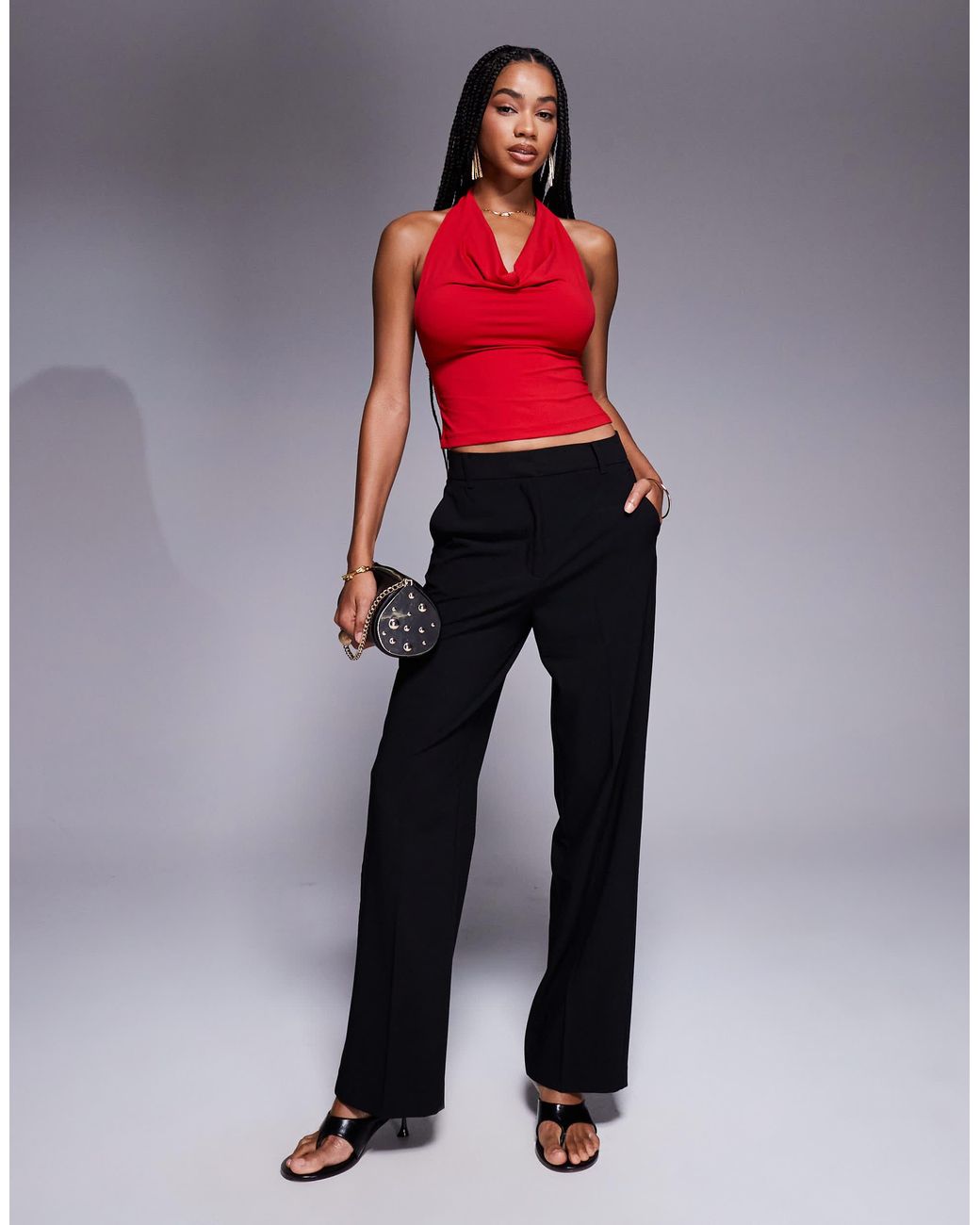 ASOS Red Cowl Halter Top