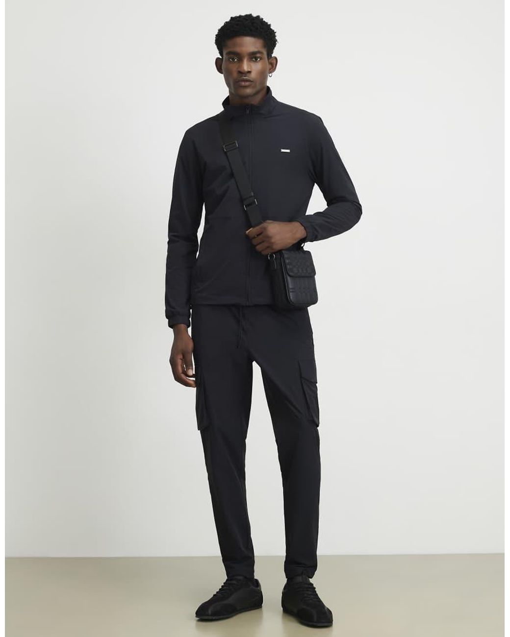 River Island Black Skinny Fit Cargo Trousers for men