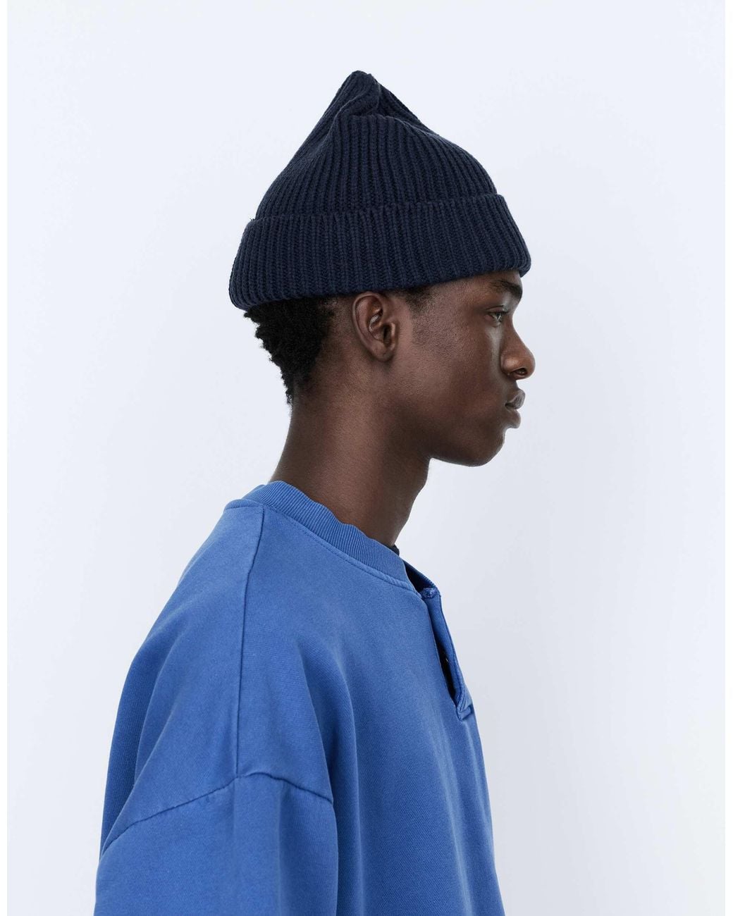 Pull&Bear Grob gestrickte beanie in Blue für Herren