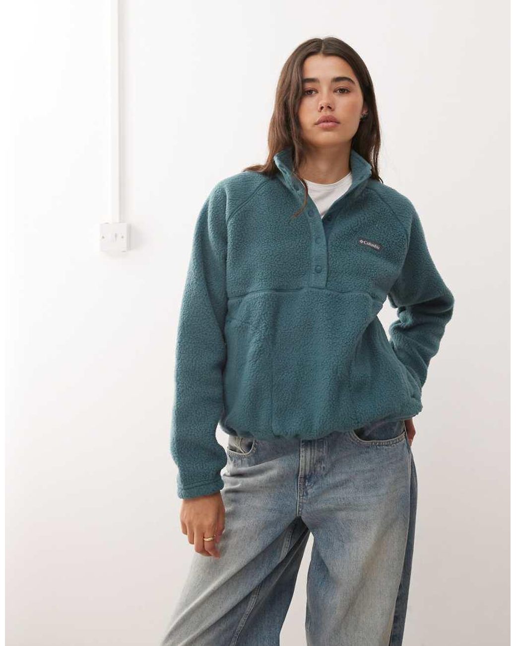 Columbia Blue Jasper Ridge Pebbled Fleece Half Snap